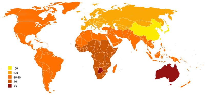 карта IQ в странах мира